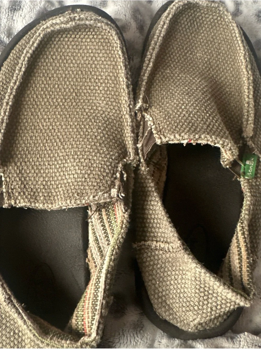 Sanuk Kids Olive Brown Canvas Slip-On Shoes